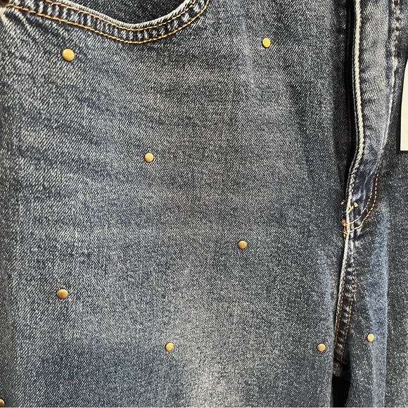 Jessica Simpson Zinnia Wide Leg Boyfriend Dark Wash Stud Jeans Size 6 - Picture 4 of 10